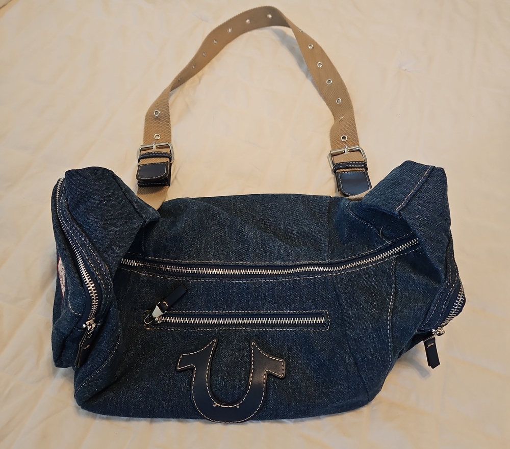 True Religion Blue Denim Crossbody Bag